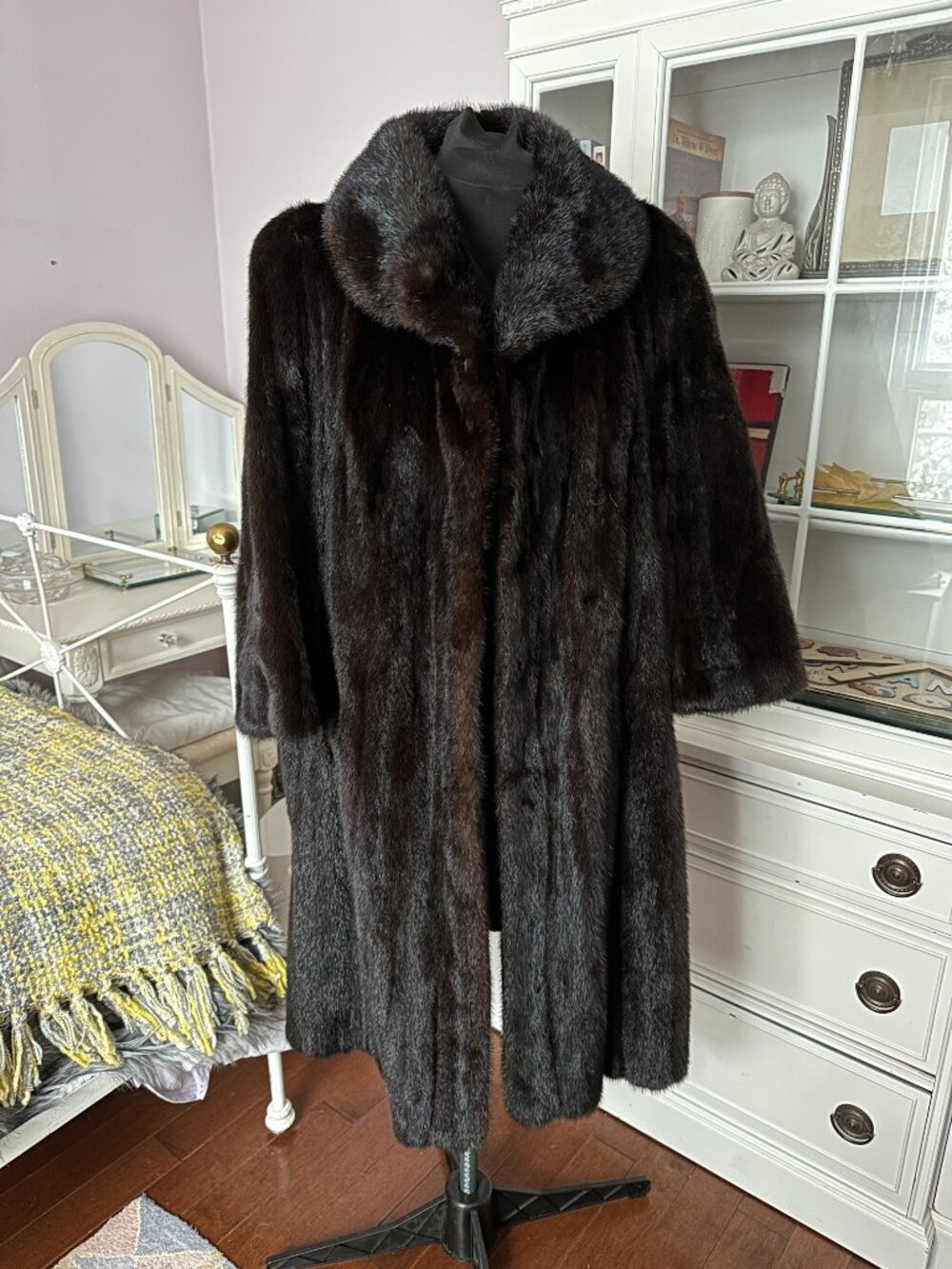 MAJESTIC Vtg Mahogany Mink Fur Coat M/L Elegant 3 Season Stroller